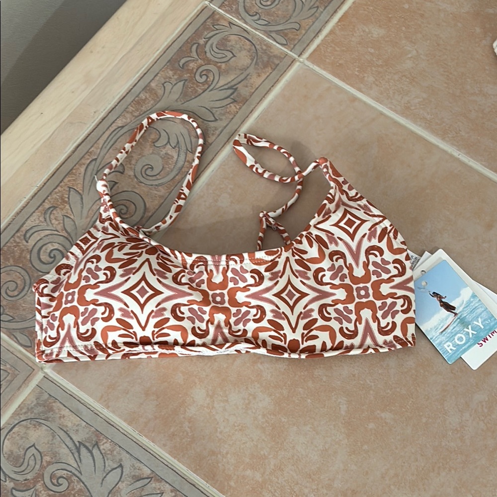 Roxy Brown and Cream Bikini Top XS